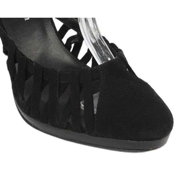 STEPHANE KELIAN Black Suede Strappy Ankle Strap Heels - Picture 5 of 6